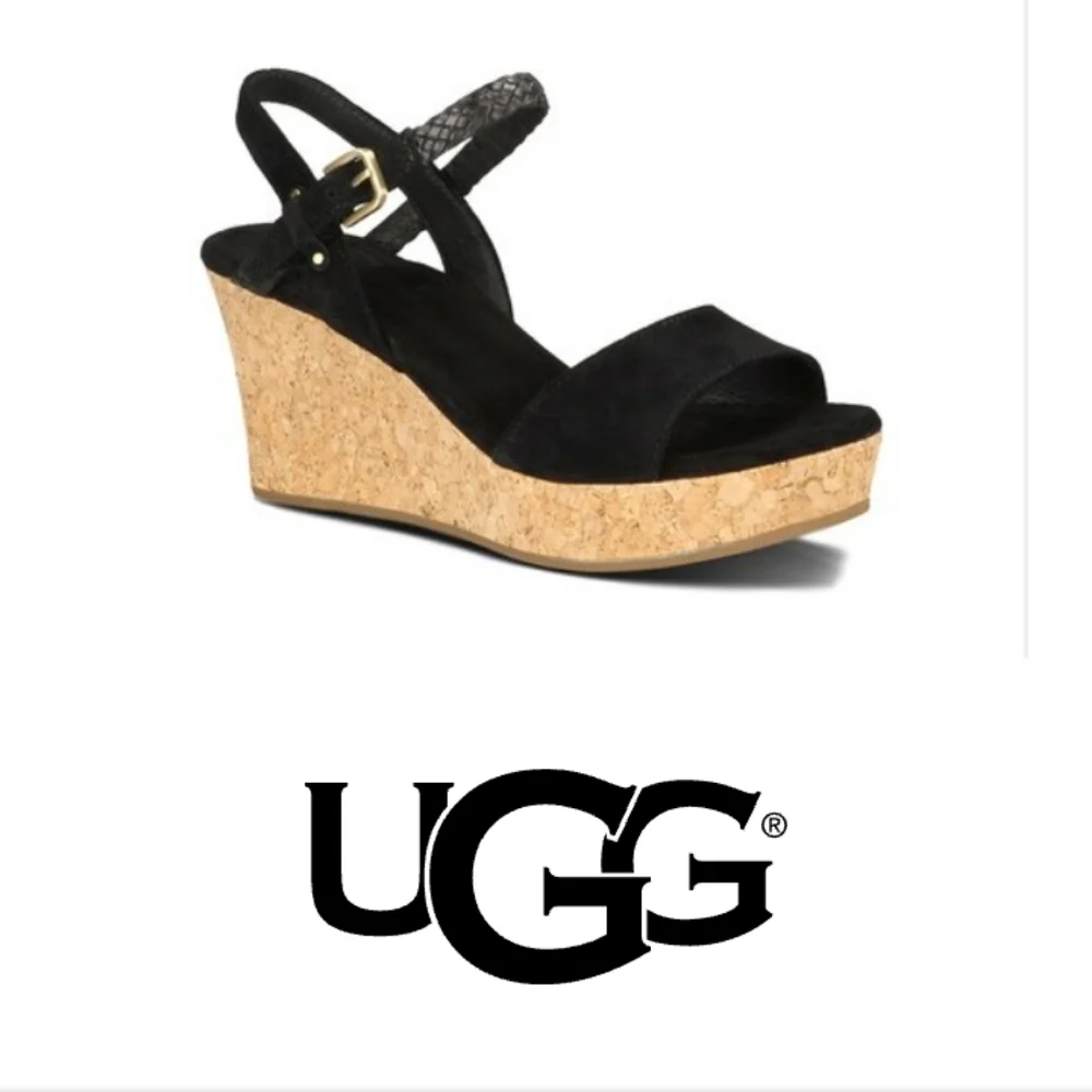 Ugg Cork D'Alessio Braided Suede Wedge Sz 9.5